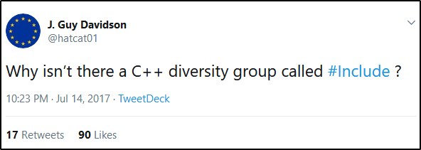 Why isn’t there a C++ diversity group called #Include ?